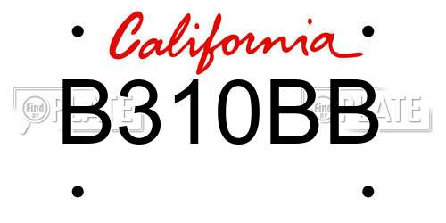 B310BB California License Plate