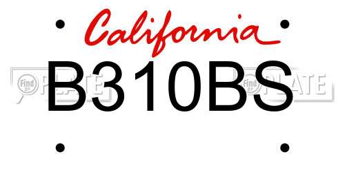 B310BS California License Plate