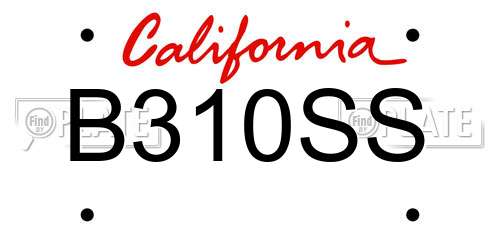 B310SS California License Plate