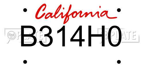 B314H0 California License Plate