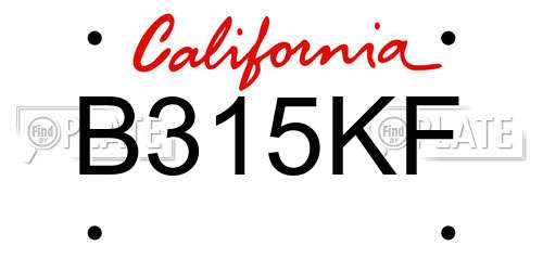 B315KF California License Plate