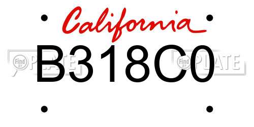 B318C0 California License Plate