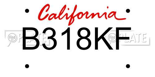 B318KF California License Plate