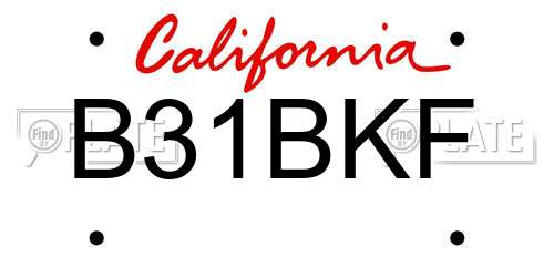B31BKF California License Plate