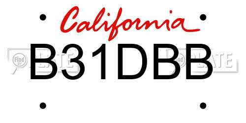 B31DBB California License Plate