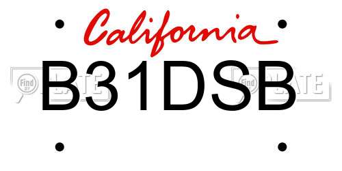 B31DSB California License Plate