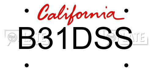 B31DSS California License Plate