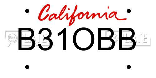 B31OBB California License Plate