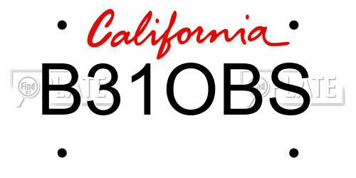 B31OBS California License Plate