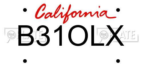 B31OLX California License Plate