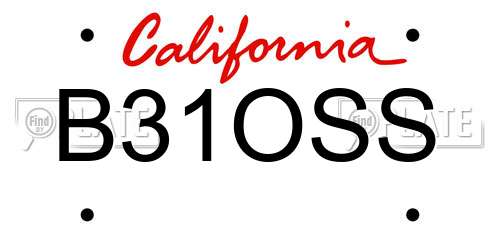 B31OSS California License Plate