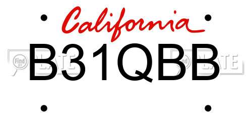 B31QBB California License Plate