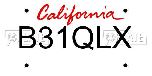B31QLX California License Plate