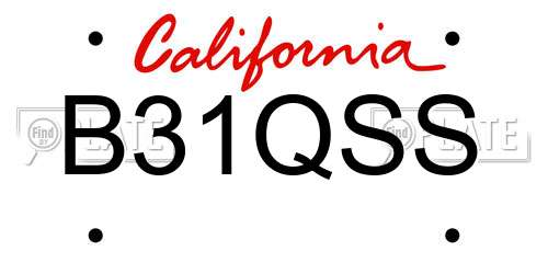 B31QSS California License Plate