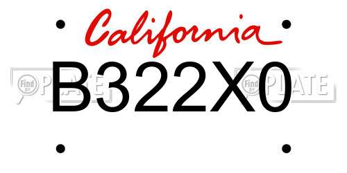 B322X0 California License Plate
