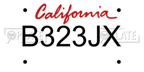 B323JX California License Plate