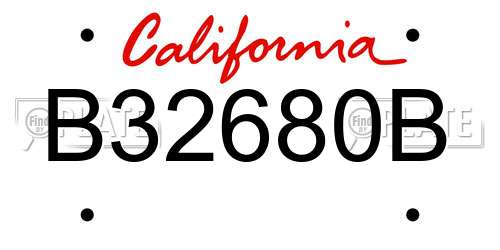 B32680B California License Plate