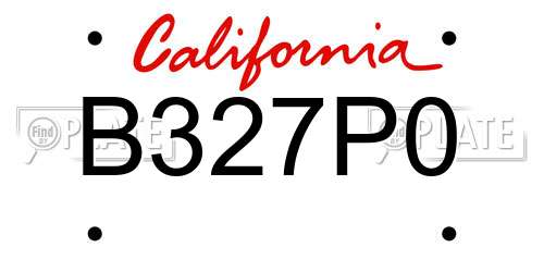 B327P0 California License Plate