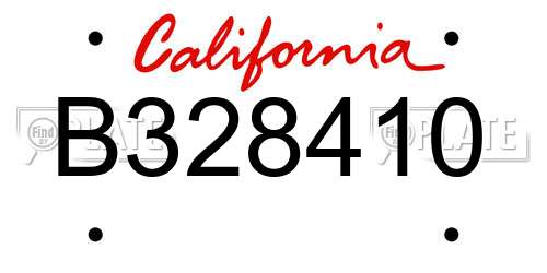 B328410 California License Plate