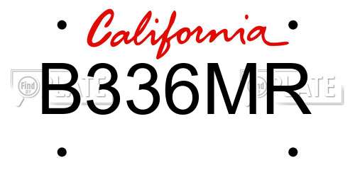 B336MR California License Plate