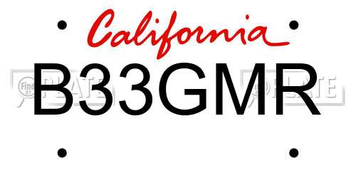 B33GMR California License Plate