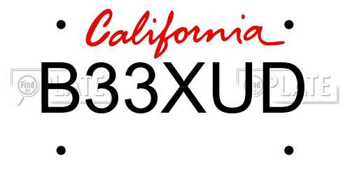 B33XUD California License Plate