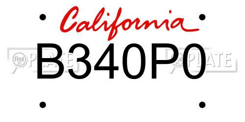 B340P0 California License Plate