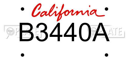 B3440A California License Plate