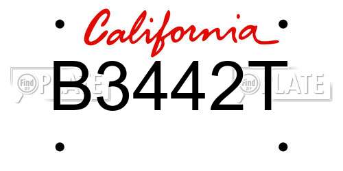 B3442T California License Plate