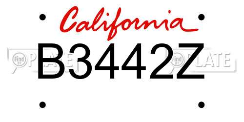 B3442Z California License Plate