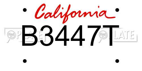 B3447T California License Plate