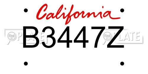 B3447Z California License Plate