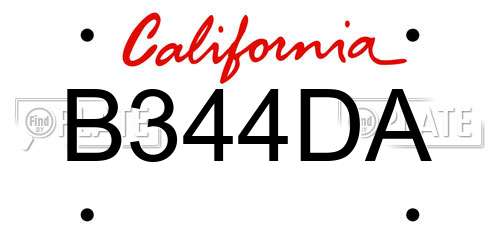 B344DA California License Plate