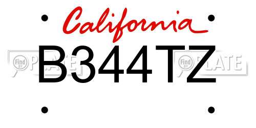 B344TZ California License Plate