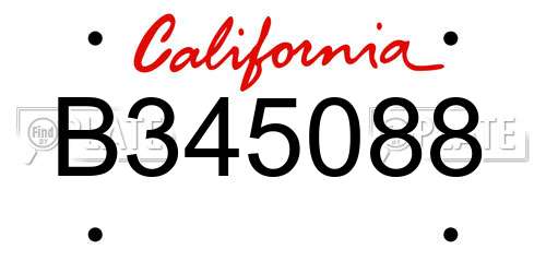 B345088 California License Plate
