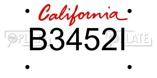B3452I California License Plate
