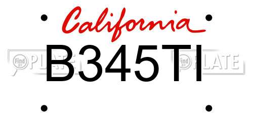 B345TI California License Plate