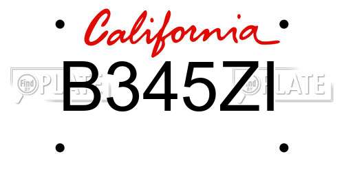 B345ZI California License Plate