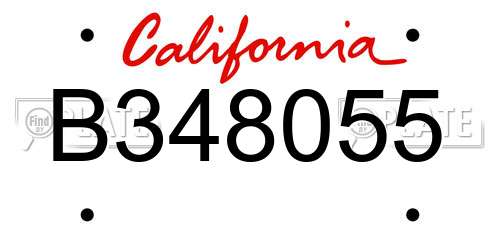 B348055 California License Plate