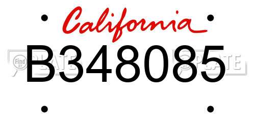 B348085 California License Plate