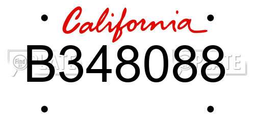B348088 California License Plate
