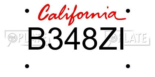 B348ZI California License Plate