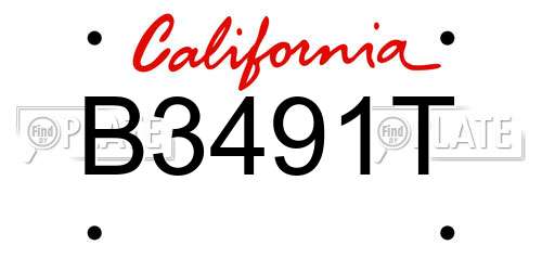 B3491T California License Plate