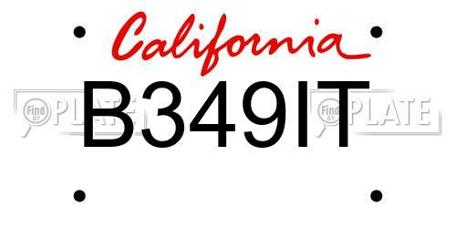 B349IT California License Plate