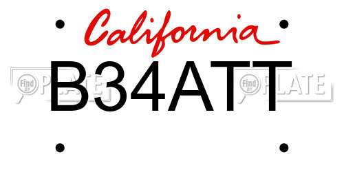 B34ATT California License Plate