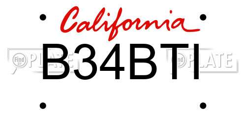 B34BTI California License Plate
