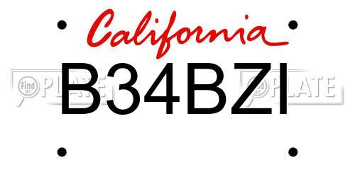 B34BZI California License Plate