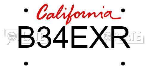 B34EXR California License Plate