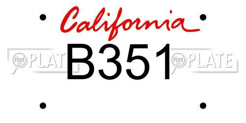 B351 California License Plate