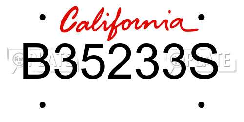 B35233S California License Plate